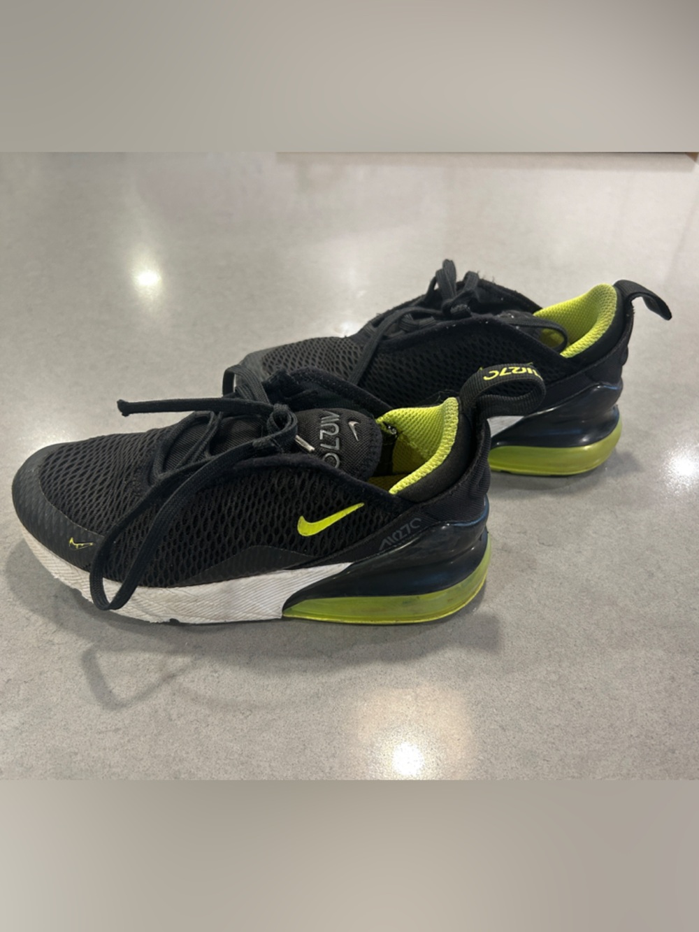 Nike Black and Neon Yellow Air Max 270 Sport Sneakers